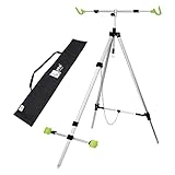 Zite Fishing Brandungsrutenhalter - Aluminium Tripod für 2 Brandungsruten - Brandungsdreibein Ruten-Halter – Teleskop Ruten-Ständer mit Tasche, Dreibein Rutenhalter, Rutenhalter Brandungsangeln