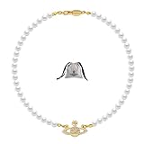 Hipwope Planet Perlenkette für Damen Perlen Saturn Kristall Strass Halskette Beste Freundin Freundin Geburtstag Jubiläum Schmuckgeschenk