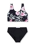 Arshiner Mädchen Bikini Set 2er Sommer Rüschen Badeanzüge Blumen Bustier Schwarz Bikinislip Badeanzug Kinder Mode Tankini Bademode Badebekleidung 140/9-10 Jahre