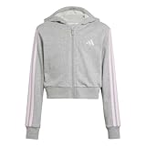 adidas Mädchen Essentials Full Zip Hoodie, medium Grey Heather/Clear pink, 11-12 Years