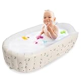 Aufblasbare Baby Badewanne,Kinder Badewanne mit Eingebauter Luftpumpe, Zusammenklappbares Schwimmbad für Kinder, 90×55 cm, Mini-Dusche Baby Badewanne 0-5 Jahre für Reisen im Freien