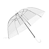 ColdShine Durchsichtiger Regenschirm Ø87 cm Glockenschirm Automatisch Mit C-Griff Elegant Transparent Stockschirm