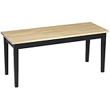 HOMCOM Sitzbank 2-Sitzer Essbank Holzbank, Küchenbank Wohnzimmerbank für Küche, Eingang, bis 220 kg belastbar, Kiefernholz, Natur+ Schwarz, 102 x 36 x 45 cm