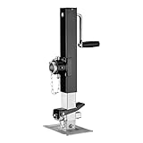 Wiltec Stützfuß 900 kg Kurbel seitlich mit Rohrhalterung, höhenverstellbare Anhängerstütze mit Fußpedal, Abstellstütze für Wohnwagen und Anhänger, Wohnwagenstütze mit Sicherungsstift