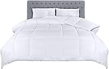 Utopia Bedding Bettdecke 200x200 cm, Mikrofaser Ganzjahresbettdecke mit Eckschlaufen, Steppdecke mit Hohlfaserfüllung 200 GSM (Weiß)