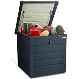 IDMarket - Aufbewahrungsbox, Metall, abschließbar, Anthrazitgrau, für Garten, 200 l, 68 x 62,5 x 63 cm