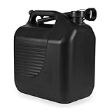 20L Benzinkanister mit Einfüllstutzen, Reservekanister Schraubdeckel, Entlüftungsventil Kunststoff Schwarz, ADR/RID/IMDG/IATA zugelassen, für leicht entzündliche, giftige, korrosive Stoffe, Made in EU