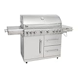 Mayer Barbecue ZUNDA Gasgrill MGG-462 Master mit Backburner Grillwagen, 6 Hauptbrenner, 1 Backburner, 1 Seitenbrenner, 100% Edelstahl, Grillfläche 95 x 45 cm
