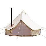 Sport Tent wasserdichte Campingzelt Familienzelt Baumwolle Tipi Zelt mit Herdheber/Lochrohrentlüftung Indiana Zelt 5M Bell Tent Teepee Pyramidenzelt, 5M