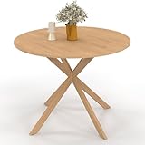 IDMarket - Esstisch, rund, Alix, 6 Personen, Spinnenfuß, Holz, Buche-Effekt, 110 cm