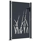 vidaXL Gartentor, Gartentür mit Gras-Design, Abschließbar Hoftor Eingangstor für Garten Terrasse, Tor Zauntor Gartenpforte, Anthrazit 105x155 cm Stahl