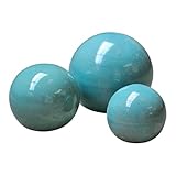 Dekokugeln Gartenkugeln aus Keramik tolle Set-Angebote - absolut frostfest und witterungsbeständig (Celadon, 3er Set)