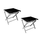 Mojawo® 2'er Set Garten - Fußhocker - zusammenklappbar - Klapphocker - witterungsbeständiges Aluminium - wetterfeste Gartenmöbel