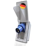 Carbest CEE Steckdose 16a Weiß - Rechteckig, IP44, 240V, 3-polig, Klappdeckel, Einbau-Stecker für Außeneinsatz, einspeisesteckdose, Wohnwagen Zubehör, Wohnmobil Zubehör, Camper Zubehör