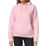 Smith & Solo Hoodie Damen – Kapuzenpullover Frauen Baumwolle Long, mit Kapuze Pullover Sweatshirt Rundhals, Slim Fit Freizeit Sport Langarmshirt, Hoodies Training - Pulli Streetwear (M, Rosa)