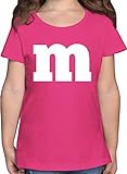 T-Shirt Mädchen - Karneval & Fasching - M Aufdruck - 104 (3/4 Jahre) - Fuchsia - Kinder t Shirt kölscher Tshirt Karneval+Fasching Shirts und. t-Shirts Karneval& Kids für und fasnacht mädels