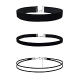 ZesNxj 3 Stück Samt Choker Damen, Verstellbare Klassische Choker Kette Damen, Schwarz Elegant für Frauen & Mädchen, Halsband für Halloween Party Cosplay Geburtstag Tanz