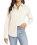 J.VER Damen Bluse Business Casual Blusenshirt Office Alltags Blusen Knitterfreies Hemd Regular Fit Long Sleeve Shirt Women Beige