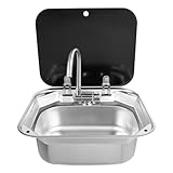 SICHENSH Wohnwagen Waschbecken Set, RV Camping Spüle Bausatz, RV Wohnmobil Spülbecken Edelstahl mit Wasserhahn, Spülbecken Waschbecken Set für Wohnmobil, Camping SpüLbecken, Camping Waschbecken