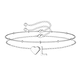 TINGN Armband Damen Silber, 14K Weißgold Vergoldete Layered Herz Armband mit Buchstaben L Armkette Buchstaben Armbänder für Mädchen Schmuck Damen Personalisierte Geschenke für Frauen Freundin Mädche