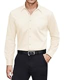 J.VER Herren Antifouling Hemd Regular Fit Langarm Hemd Konzert Büro Arbeit Oberteil Elastiscer Modische Wanderhemd,Beige,XL