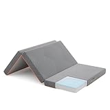 Vesgantti Klappmatratze Gästematratze 90x200cm, Höhe 10cm, 3-teilige Gel Schaumstoff Faltmatratze für Reisen, Camping, Boden, Gästebett, waschbarem Bezug Faltbare Matratze Öko-Tex Zertifiziert