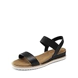 DREAM PAIRS Flache Sandalen mit Elastischen Riemen Jesuslatschen Damen Bequeme Outdoor Sandalen SDPW2310W-E SCHWARZ Größe 36 (EUR)