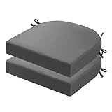 PRIMEPATIO Stuhlkissen für draußen, 2er-Set, Terrassenstuhlkissen für Gartenmöbel, wasserdicht, mit Bändern, Sitzkissen für draußen, Terrassenstuhlpolster, Esszimmerstuhl, 45x45, Anthrazit