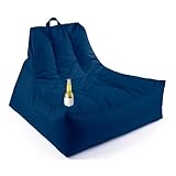LUMALAND Premium Lounge-Sessel | Outdoor Liege Sitzsack & Indoor Sessel in 1 | XXL Lounge Gartenmöbel mit Füllung & Getränkehalter – für Wohnzimmer & als Balkonmöbel | Gartenlounge Bean Bag wasserfest