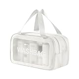 Durchsichtig Washbag, Reise Kosmetiktasche Trocken Nass Trennung Waschtasche Tragbar Kulturtasche PVC Wasserdicht Kulturbeutel Make Up Tasche Toiletries for Women Men