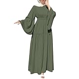 Topassion Muslimisches Kleid für Frauen Muslim Kleidung Islam Abaya Robe Damen Kaftan Elegantes Lange islamische Kleider Araber Ramadan Gebetskleid Maxikleider Ethnisches Gebetskleidung(Green,5XL)