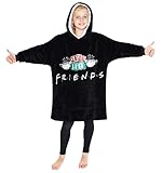 FRIENDS Oversized Hoodie, Central Perk Hoodie Decke, Riesen Hoodie, 7-14 Jahre (Schwarz)