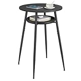 VASAGLE EKHO Kollektion – Bartisch, Stehtisch, Bistrotisch, hoher runder Tisch mit Stauraum, Tischplatte 60 x 60 x 91 cm, Kleiner Tisch für Küche, Wohnzimmer, ebenholzschwarz-tintenschwarz