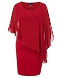 Hanna Nikole Plus Size Retro Festliche Kleider Frauen Mode Pencil Kleid mit Overlay Red XXL
