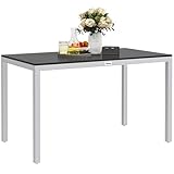 Outsunny Gartentisch Aluminium 120x70 cm Buffettisch mit Holzoptik Wetterfest Campingtisch, rutschfest Terrassentisch für 4-6 Personen Balkontisch Outdoor Esstisch für Balkon Garten, Schwarz