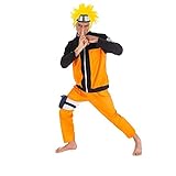 Chaks Naruto-Kostüm für Herren Anime-Kostüm orange-schwarz L