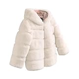 DorkasDE Mädchen Mantel Winterjacke Kunstpelz Jacke Fellmantel Warm Jacke mit Kapuze (DE/NL/SE/PL, Numerisch, 140, Regular, Beige)