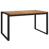 vidaXL Gartentisch, Garten Esstisch mit Metall-Beinen in U-Form, Terrassentisch Rechteckig, Gartenmöbel Tisch, Industrie-Stil, 140×80×75cm Massivholz Akazie