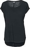 Urban Classics Damen Ladies Long Back Shaped Slub Tee T-Shirt, Schwarz (Black 7), X-Large