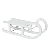 Spetebo Holz Deko Schlitten klein weiß - 30 cm x 10 cm - Holzschlitten zum Basteln und Dekorieren - Weihnachtsdeko Miniatur Schlitten Advent Winter Weihnachten Tischdeko
