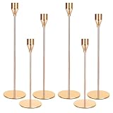 Kerzenständer 6 teiliges Set, 6 Kerzenständer Gold, Konischer Kerzenhalter in 3 verschiedenen höhen. Kerzenhalter anwendbar auf Kerzenständer Hochzeit, Coming of Age Zeremonie, Geburtstagsfeiern