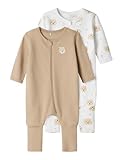 NAME IT Unisex Baby Nbnnightsuit 2p Zip Ff Oxford Bear Noos Schlafanzug, Oxford Tan, 74 EU