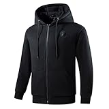 UHouse Beheizbare Sweatjacke Herren Winter Heizjacke mit 5 Heizzonen USB Beheizbarer Hoodie mit Zip Elektrische Beheizte Jacke Männer Wärme Winterjacke Große Größen Kapuzenjacke Schwarz L