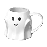 440ml Geister Tasse Kaffee - Halloween Tasse Geist | Keramik Kaffeebecher | 3D Halloween Tasse Geistertasse | Weiße Geister-förmige Tasse | Halloween Mug Einzigartige Neuheit Geschenk Für Freunde