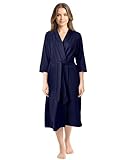 NY Threads Luxuriöser, leichter Damen-Bademantel/Frauen Morgenmantel aus weichem Poly-Baumwollstrick (X-Groß, Marine)