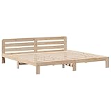 vidaXL Massivholzbett, Holzbett ohne Matratze, Bettgestell mit Kopfteil Lattenrost, Bett Doppelbett für Schlafzimmer, 180x200cm Kiefernholz