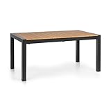 blumfeldt Menorca Expand - Gartentisch, Ausziehtisch, ausziehbar, Aluminium/Kunststoff-Holzimitation, Pulverbeschichtung, justierbare Füße, Tischfläche max.: 213 x 95 cm, hell/Teak