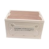 Ejoyous Aufbewahrungsbox mit Deckel 50L, Campingbox für Auto Kofferraum Organize Auto Faltbox mit 5 Rollen Camping Zubehör für Reisen im Freien Camping Familie (Grau-weiß)