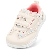 STQ KIDS Barfussschuhe Kinder Breite Leicht Turnschuhe Mädchen Hausschuhe Kleinkind Sneaker Kinderschuhe Sportschuhe Draußen Schuhe Beige Weiß 27 EU/T10 Weit