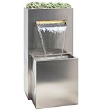 Dehner Gartenbrunnen Dallas, Terassenbrunnen frostbeständig, Brunnen für Außen, mit LED Beleuchtung, ca. 89 x 46 x 44 cm, Edelstahl, Silber